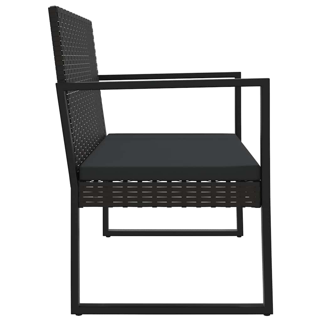 vidaXL Loungegrupp för trädgården med dynor 4 delar svart konstrotting
