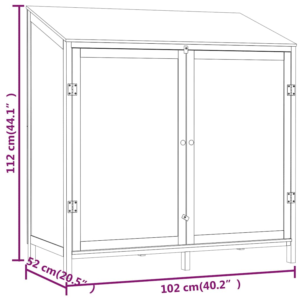 vidaXL Trädgårdsbod brun 102x52x112 cm massivt granträ