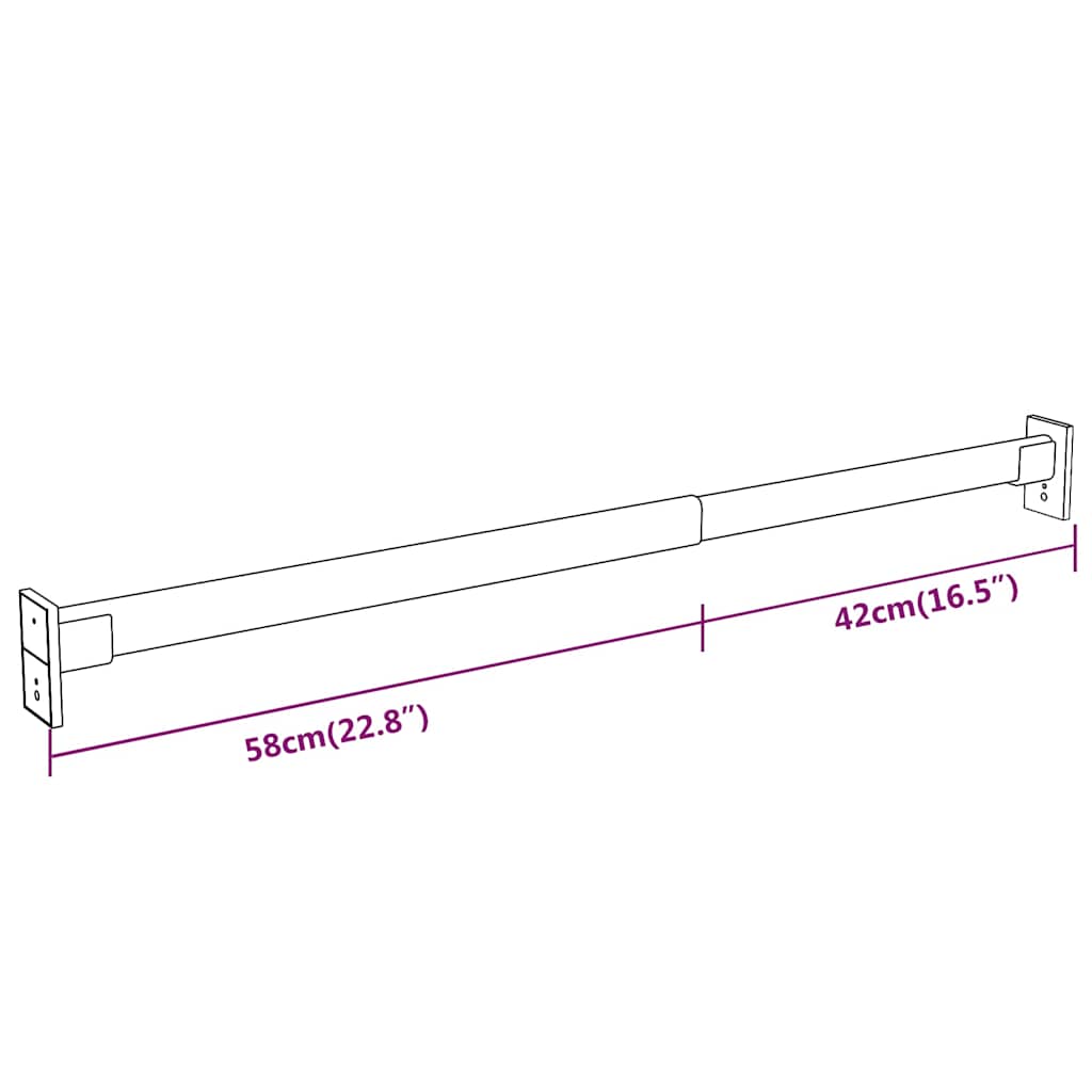 vidaXL Teleskopiska garderobsskenor 2 st silver 58-100 cm