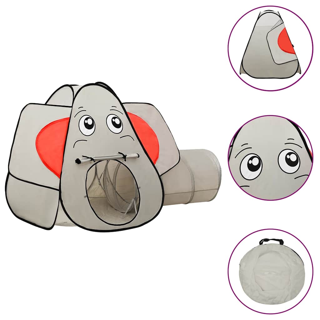 vidaXL Lektält elefant grå med 250 bollar 174x86x101 cm