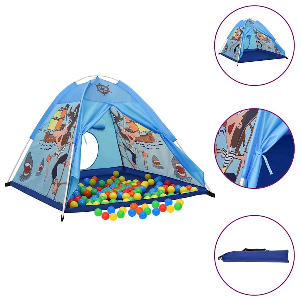 vidaXL Lektält med 250 bollar blå 120x120x90 cm