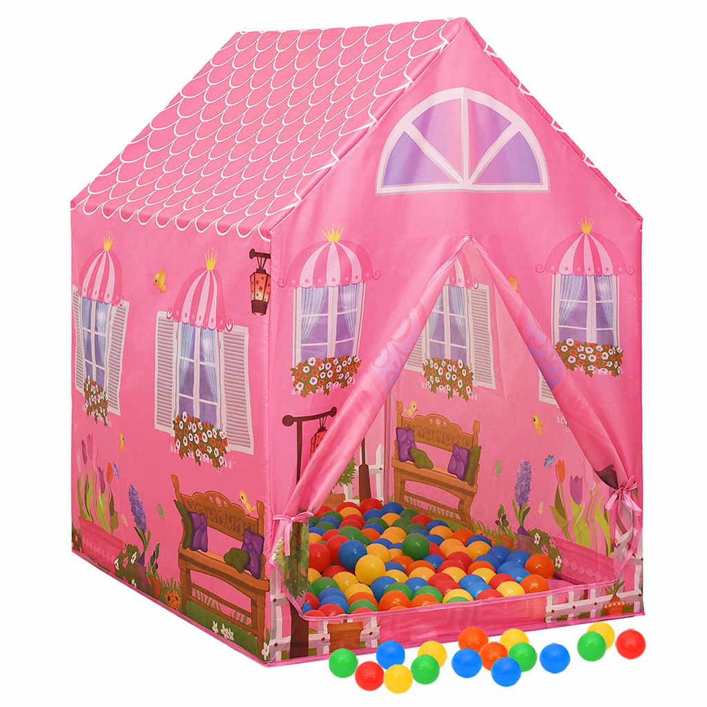vidaXL Lektält med 250 bollar Rosa 69x94x104 cm