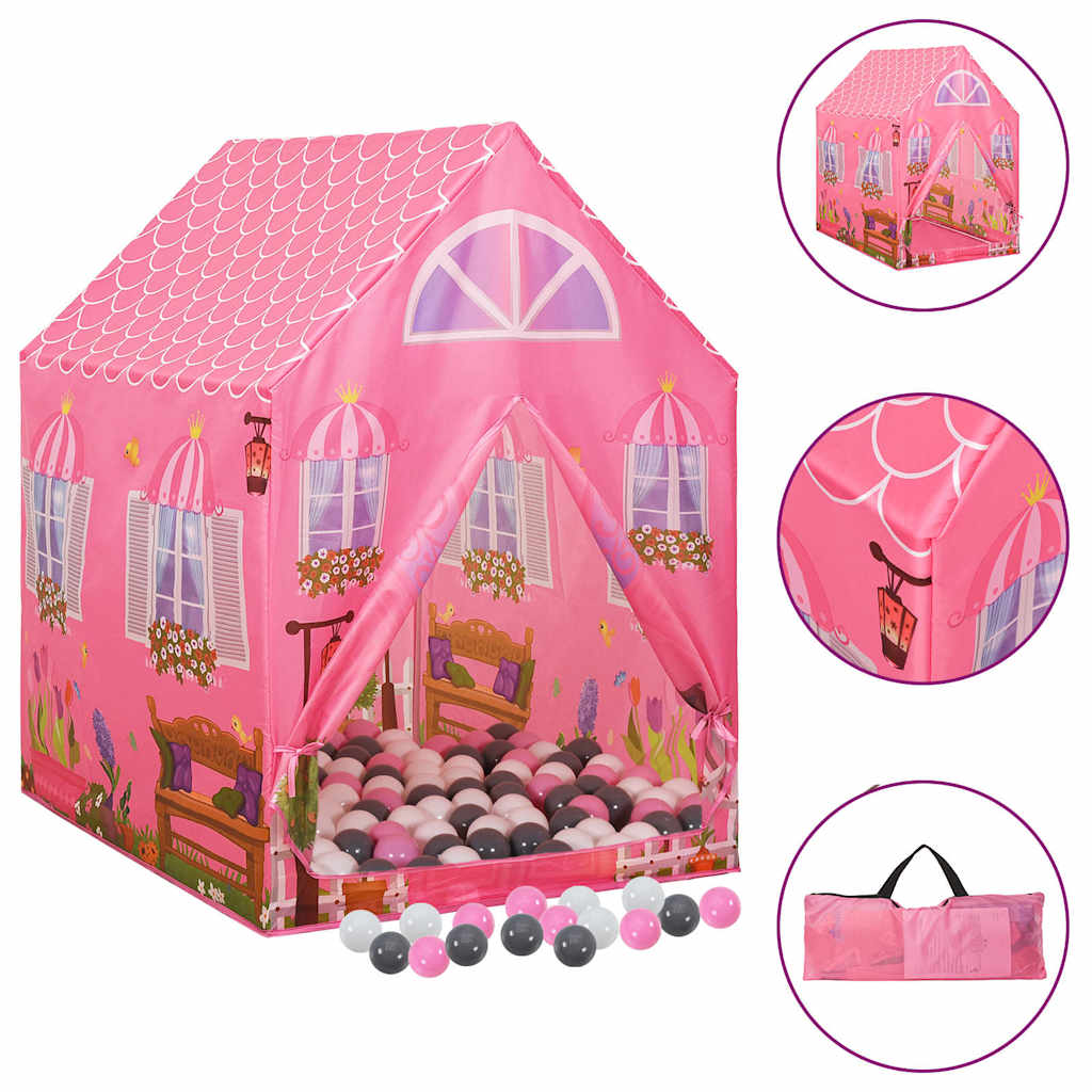 vidaXL Lektält med 250 bollar Rosa 69x94x104 cm