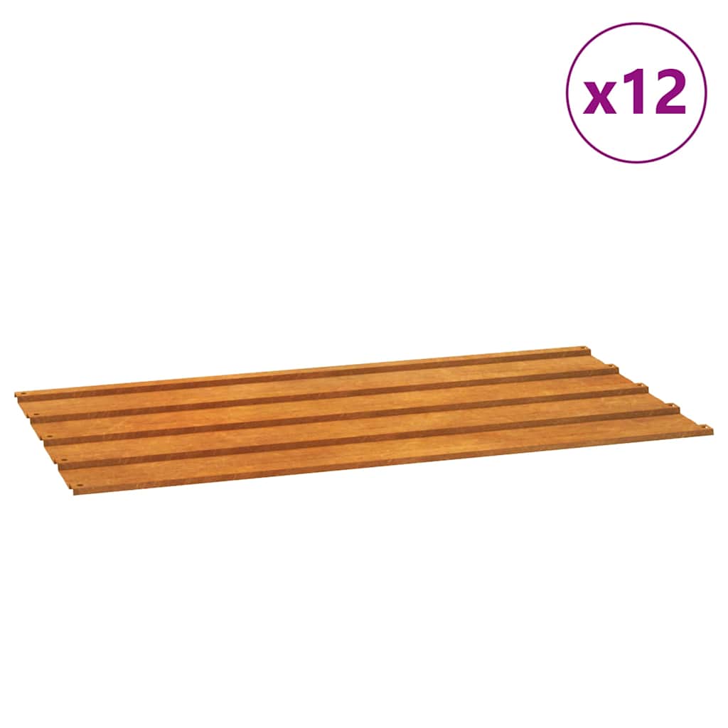 vidaXL Takplåt 12 st rostfärgad 80x44 cm rosttrögt stål
