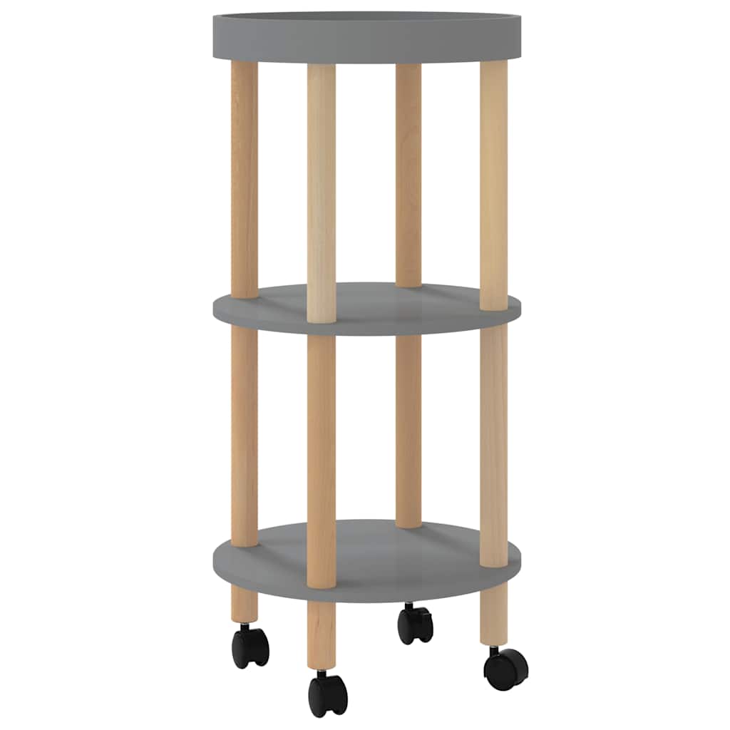 vidaXL Vagn med 3 hyllplan grå 38x38x82cm konstruerat trä&massiv furu