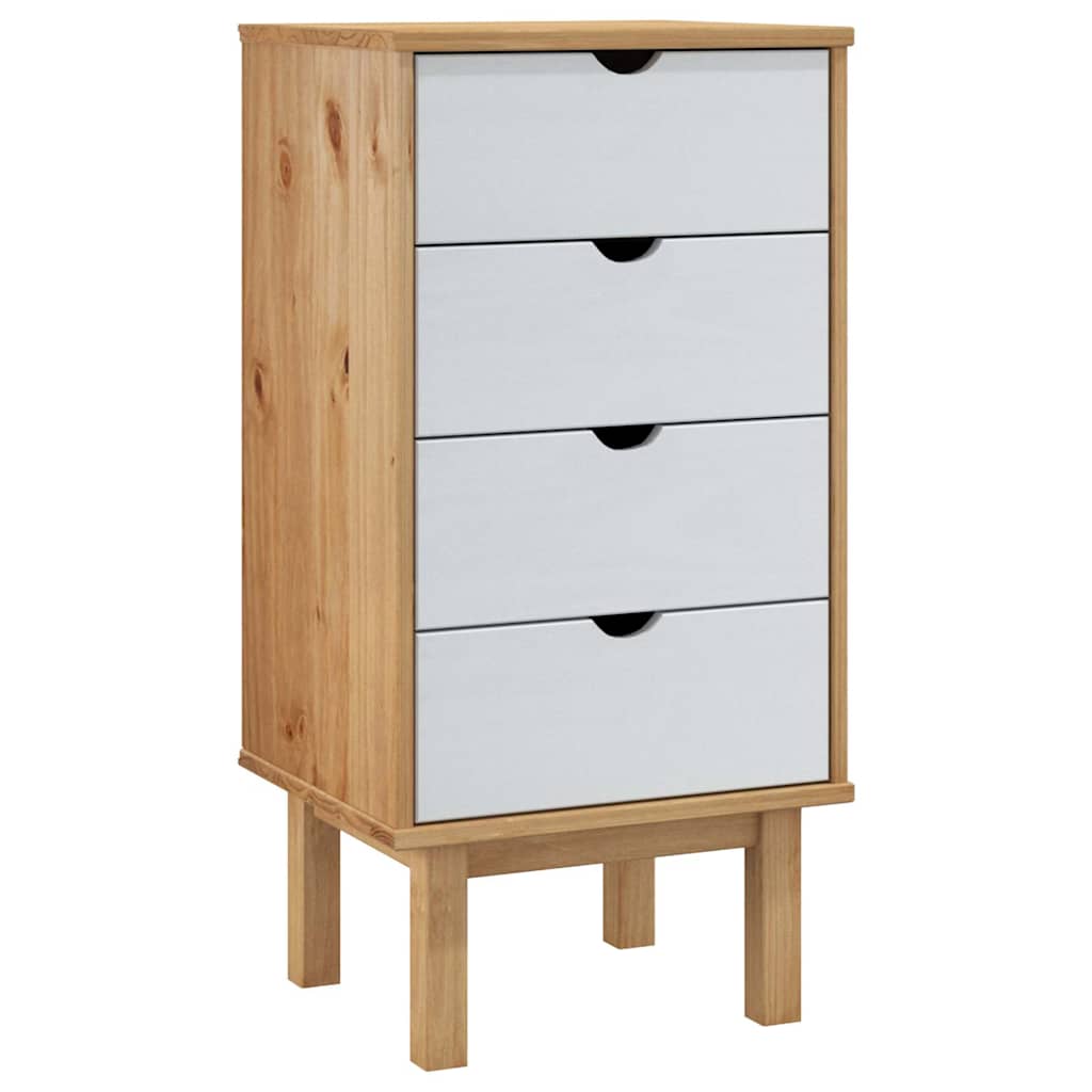 vidaXL Byrå OTTA brun&vit 45x39x90cm massiv furu
