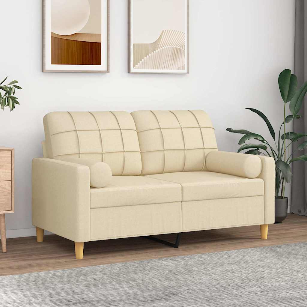 vidaXL Prydnadskuddar 2 st gräddvit Ø15x50 cm tyg