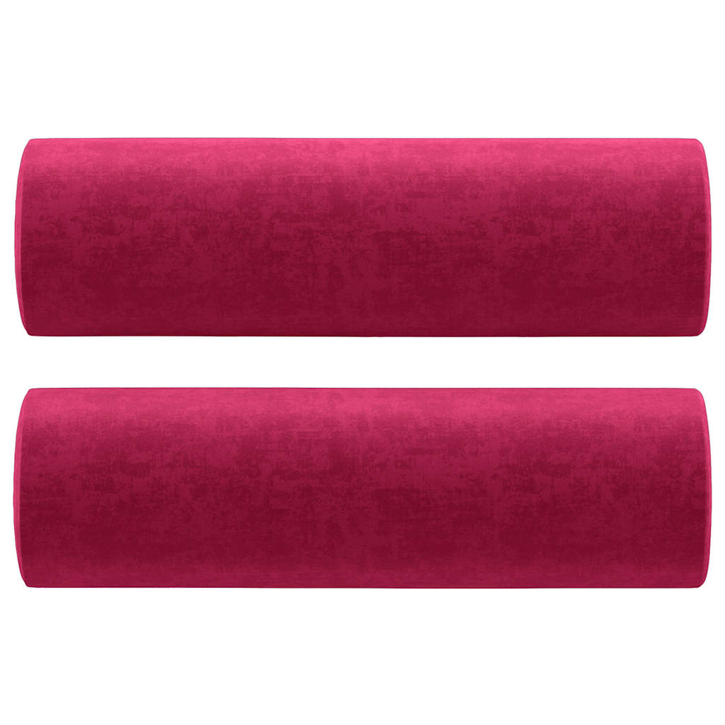 vidaXL Prydnadskuddar 2 st vinröd Ø15x50 cm sammet