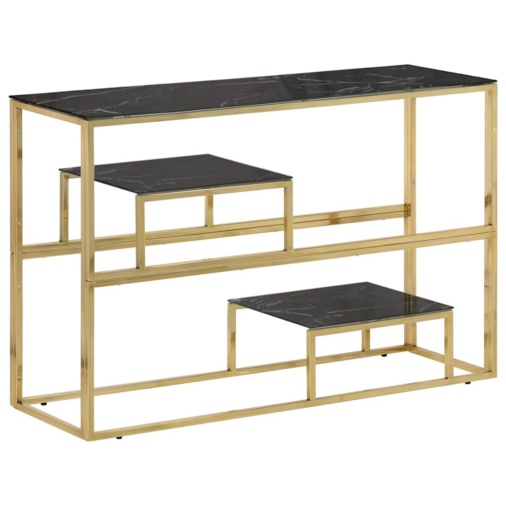 vidaXL Konsolbord guld rostfritt stål och härdat glas