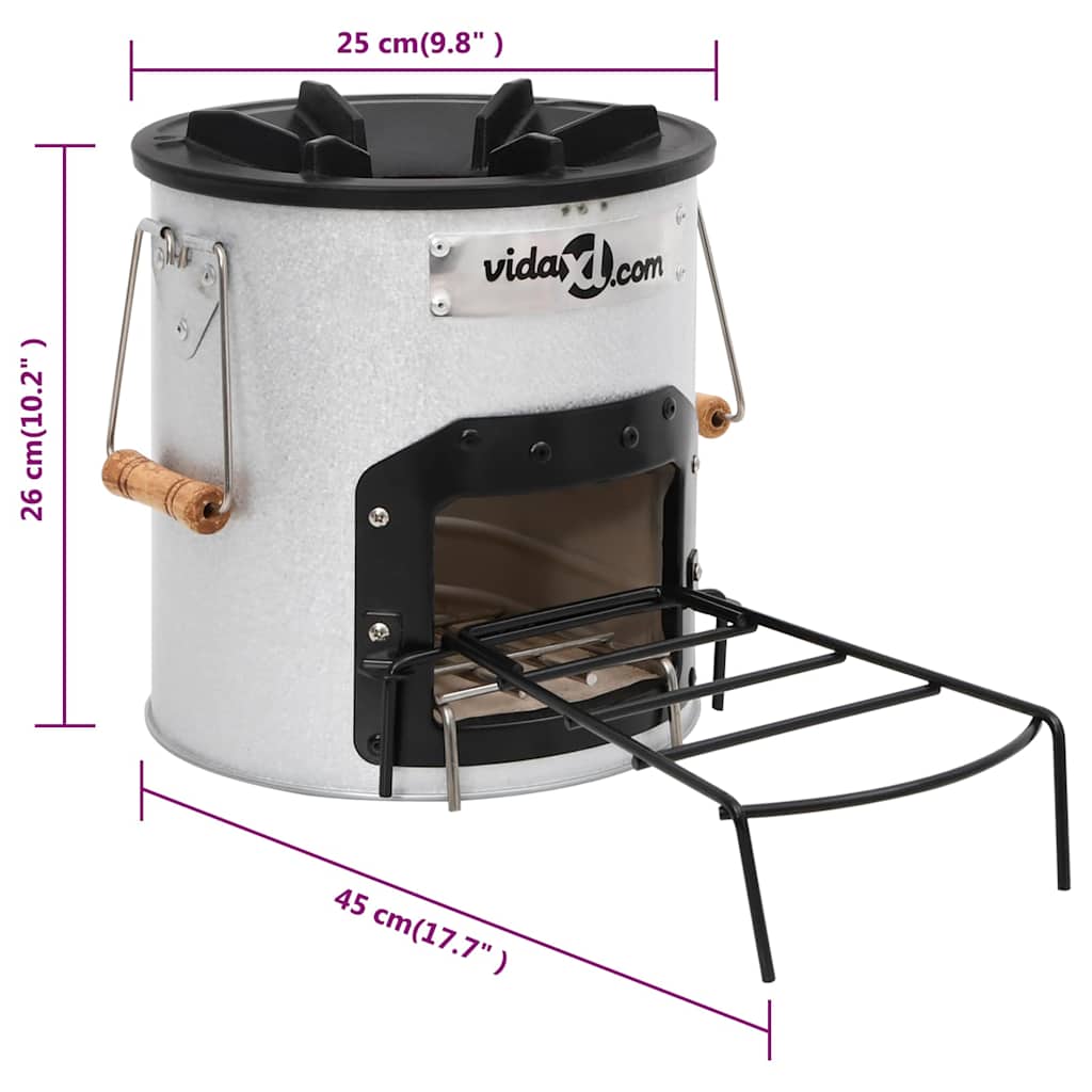 vidaXL Vedeldad campingspis silver 45x25x26 cm stål
