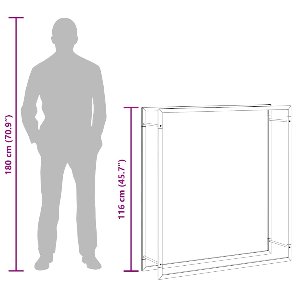 vidaXL Vedställ matt svart 110x28x116 cm stål