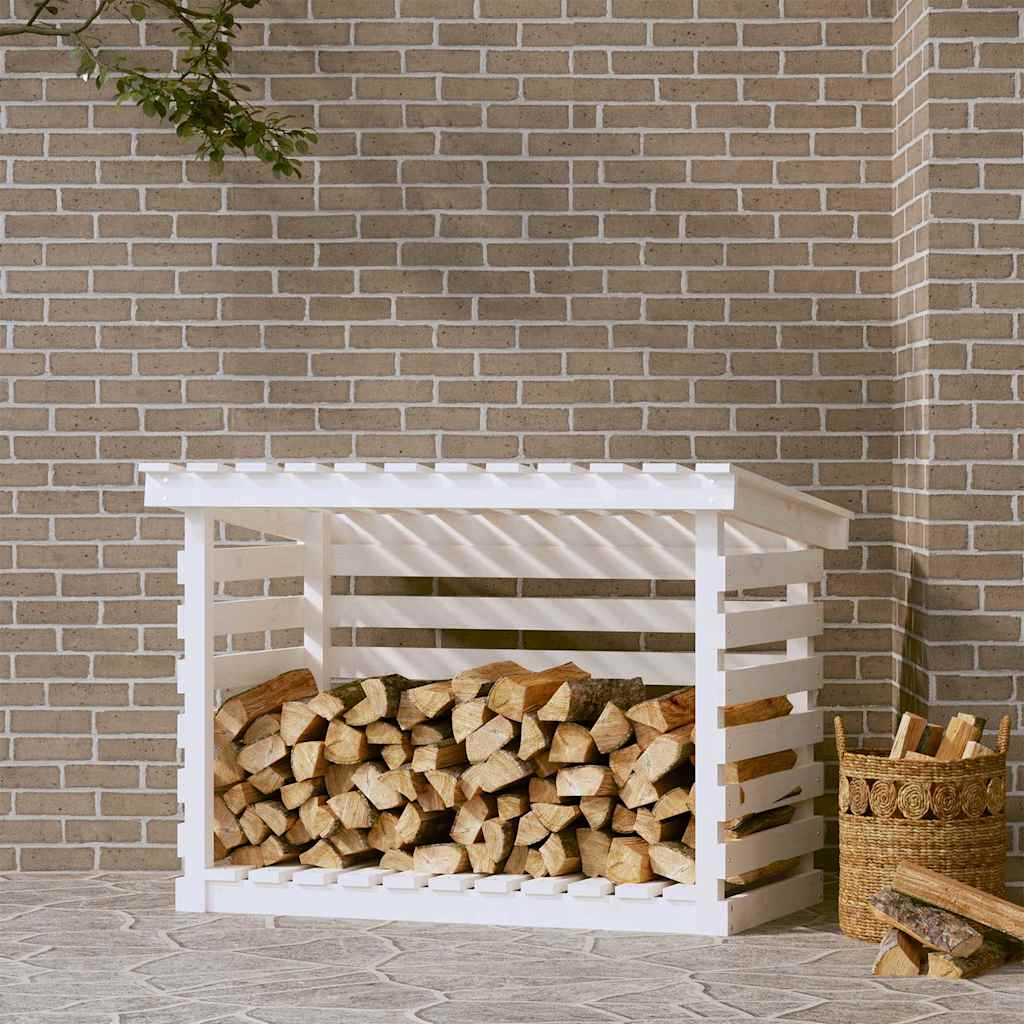 vidaXL Vedställ vit 108x73x79 cm massiv furu