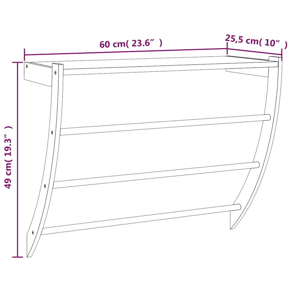 vidaXL Handdukshylla 60x25,5x49 cm massivt valnötsträ