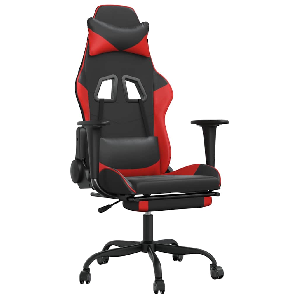 vidaXL Gamingstol med fotstöd svart och röd konstläder
