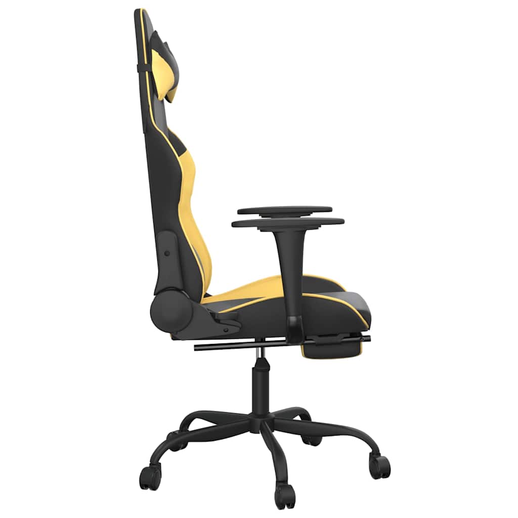vidaXL Gamingstol med fotstöd svart och guld konstläder