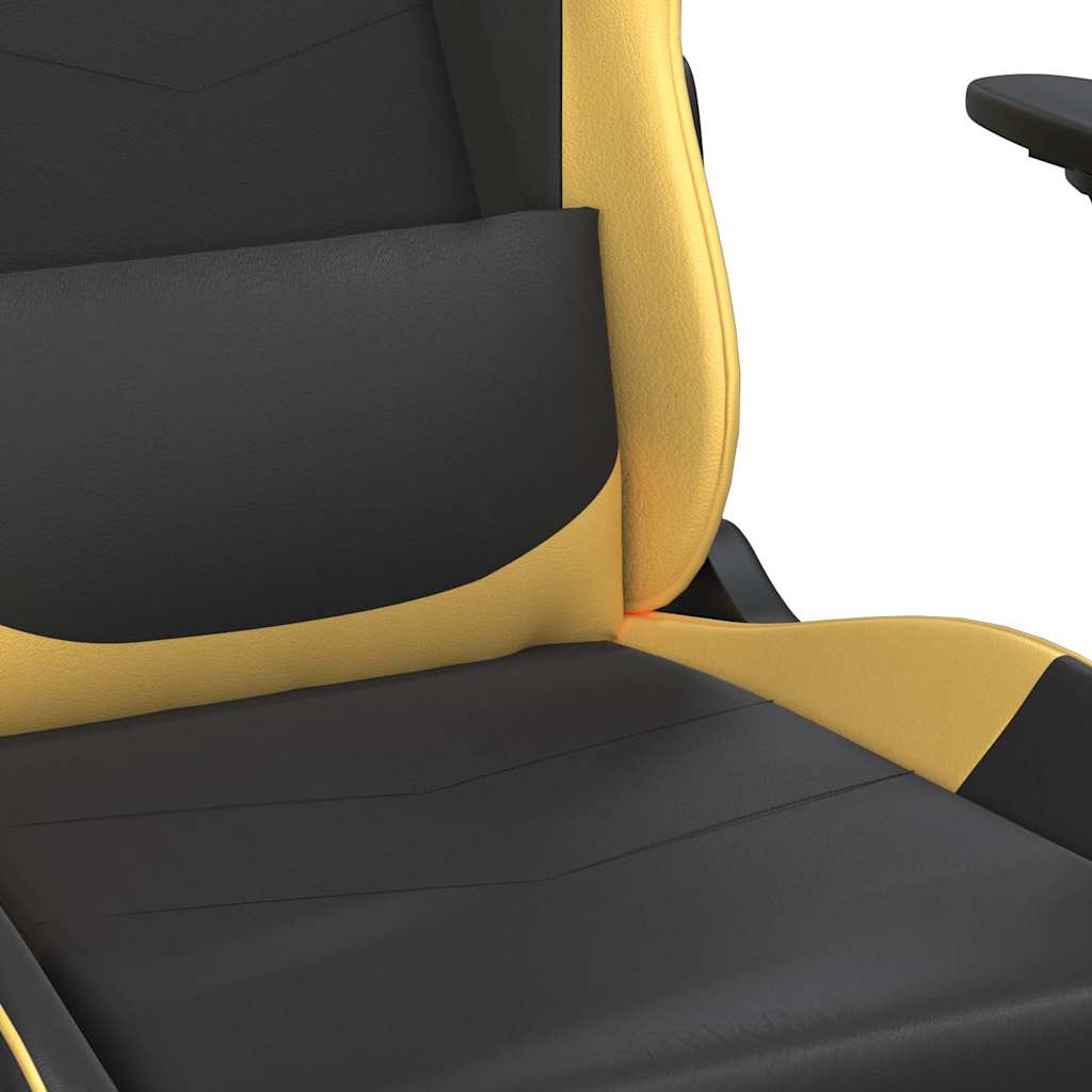 vidaXL Gamingstol med fotstöd svart och guld konstläder