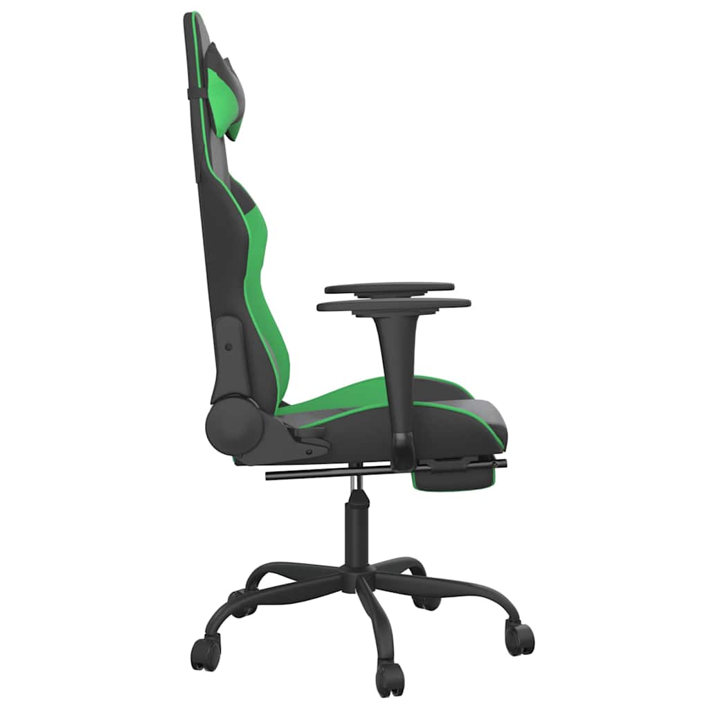 vidaXL Gamingstol med fotstöd svart och grön konstläder