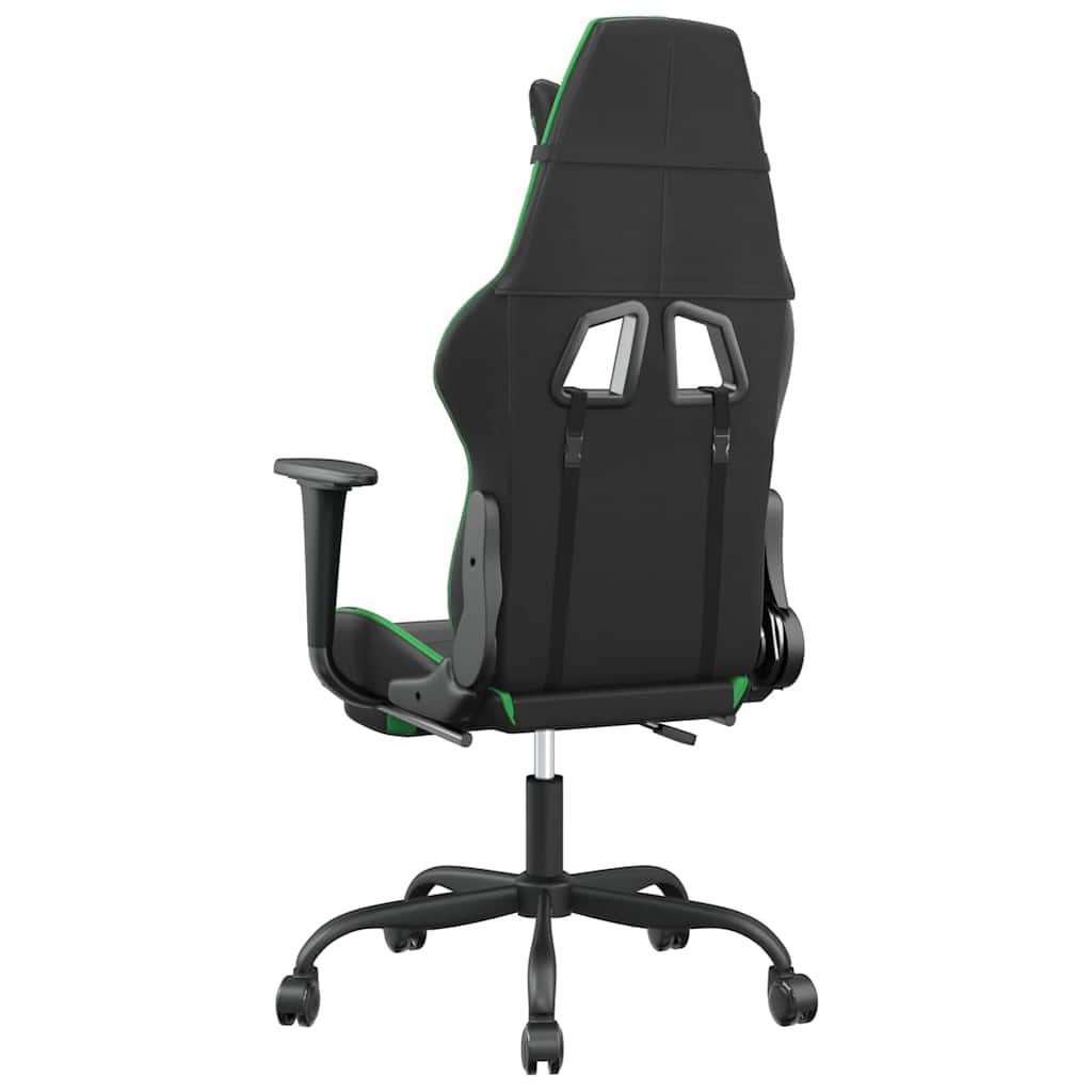vidaXL Gamingstol med fotstöd svart och grön konstläder