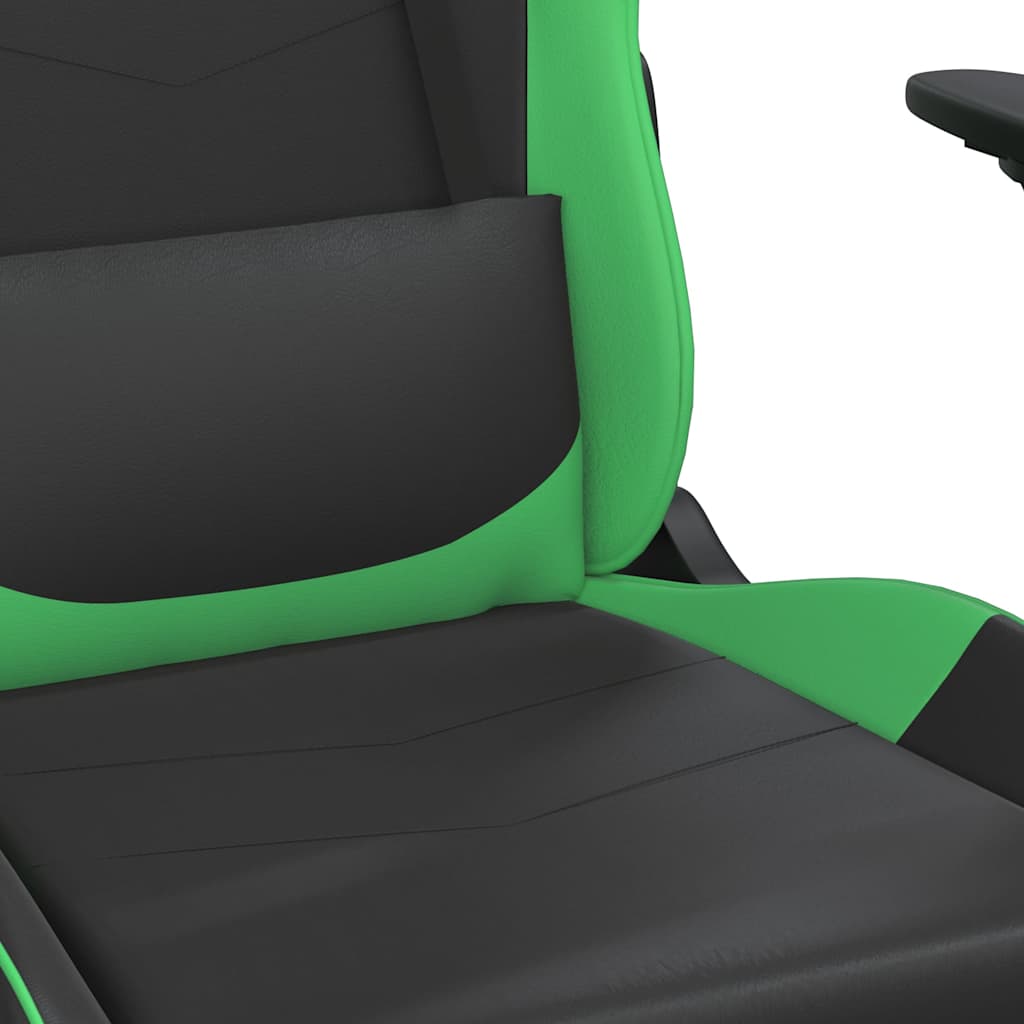 vidaXL Gamingstol med fotstöd svart och grön konstläder