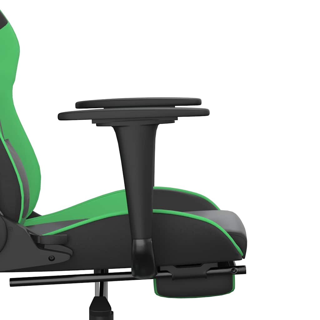 vidaXL Gamingstol med fotstöd svart och grön konstläder