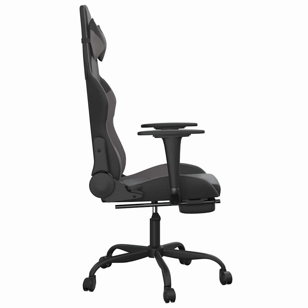 vidaXL Gamingstol med fotstöd svart och grå konstläder