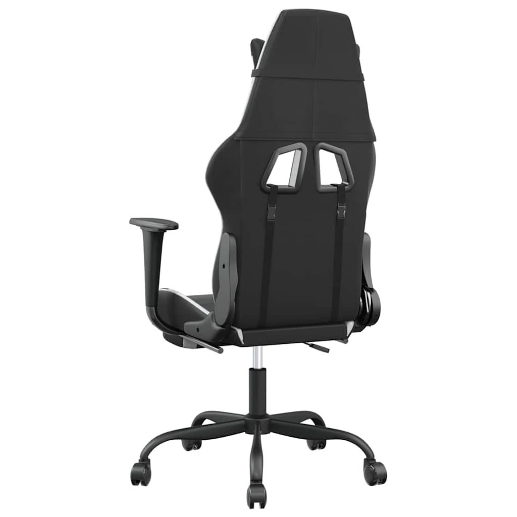 vidaXL Gamingstol med fotstöd svart och vit konstläder