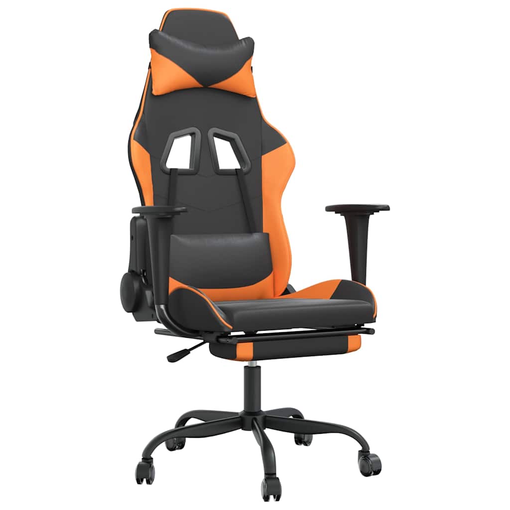 vidaXL Gamingstol med fotstöd svart och orange konstläder