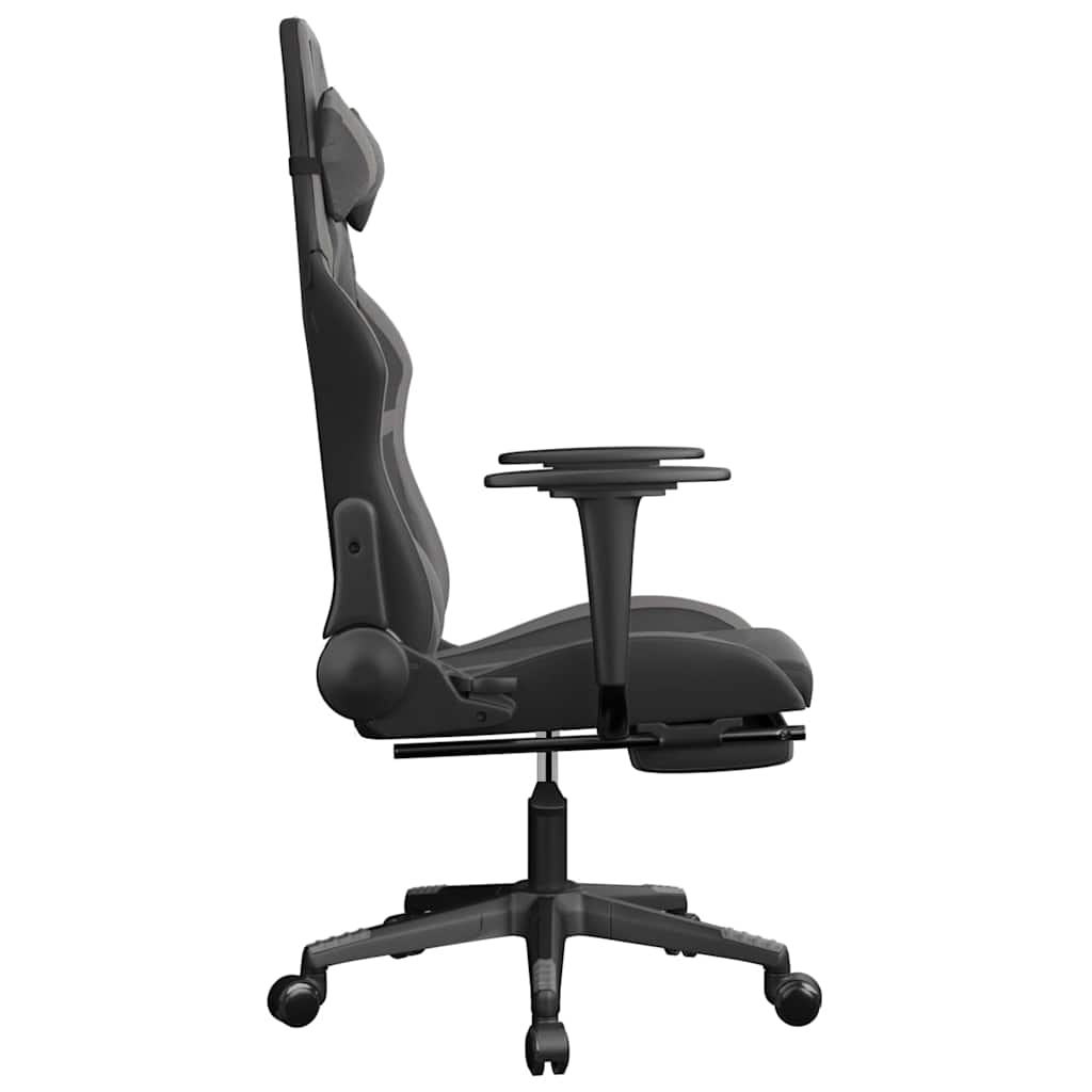 vidaXL Gamingstol med fotstöd svart och grå konstläder