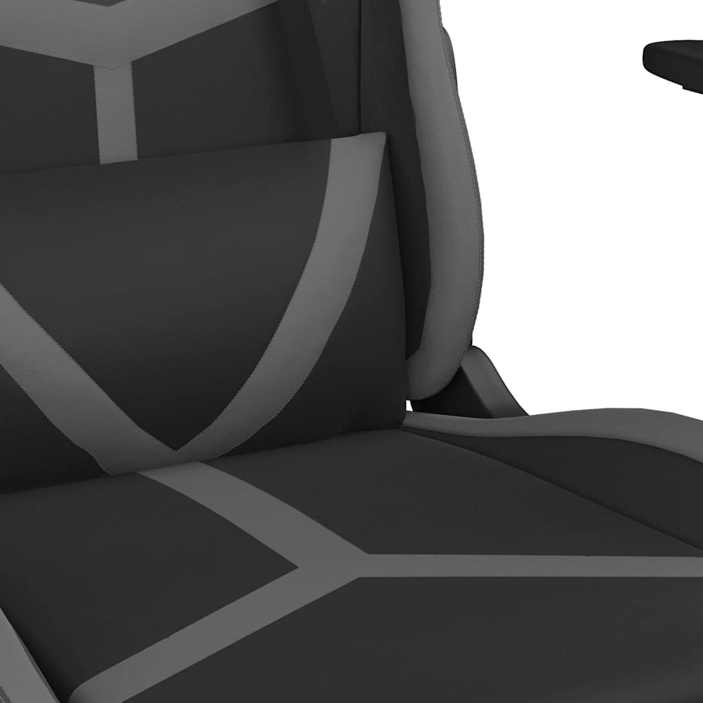 vidaXL Gamingstol med fotstöd svart och grå konstläder