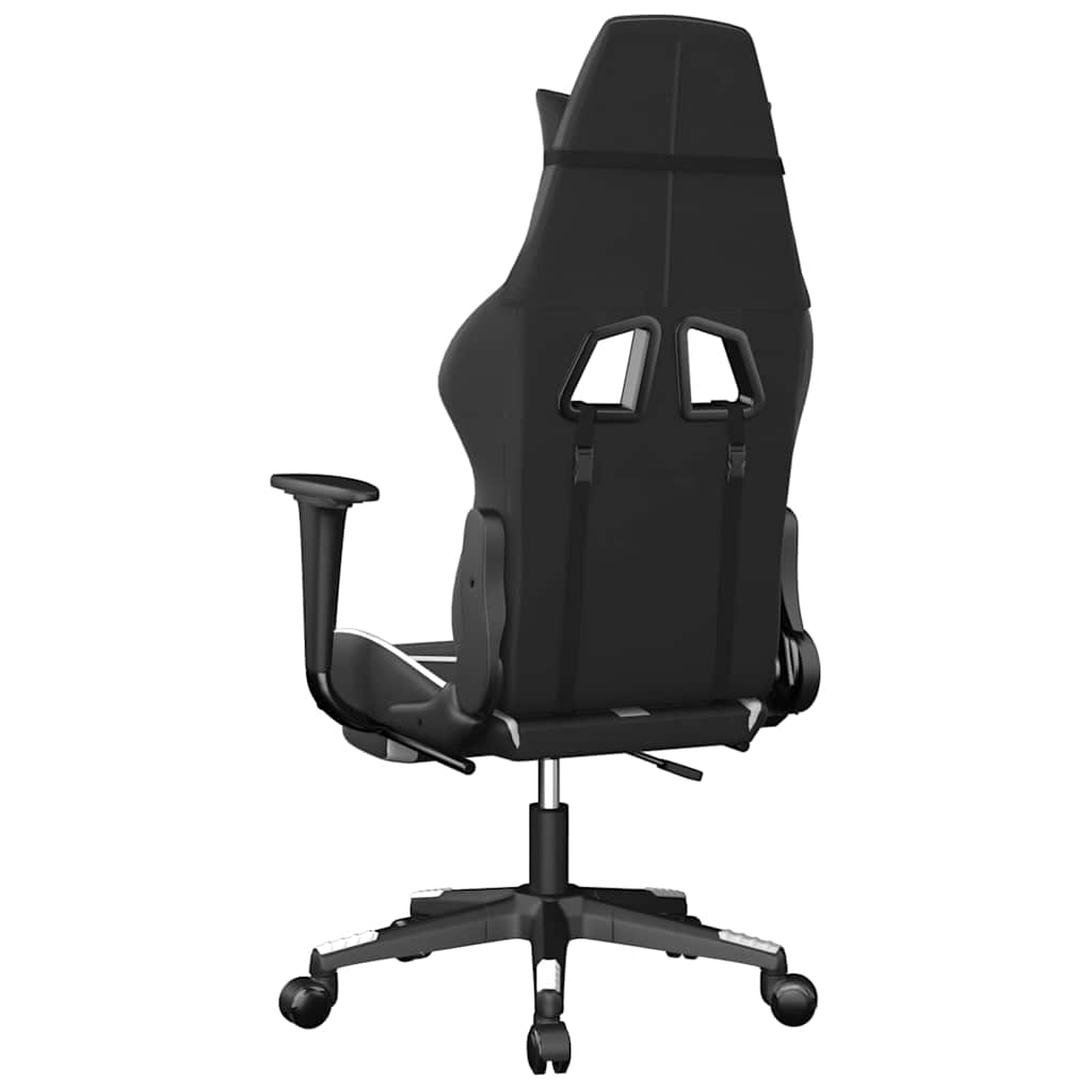 vidaXL Gamingstol med fotstöd svart och vit konstläder