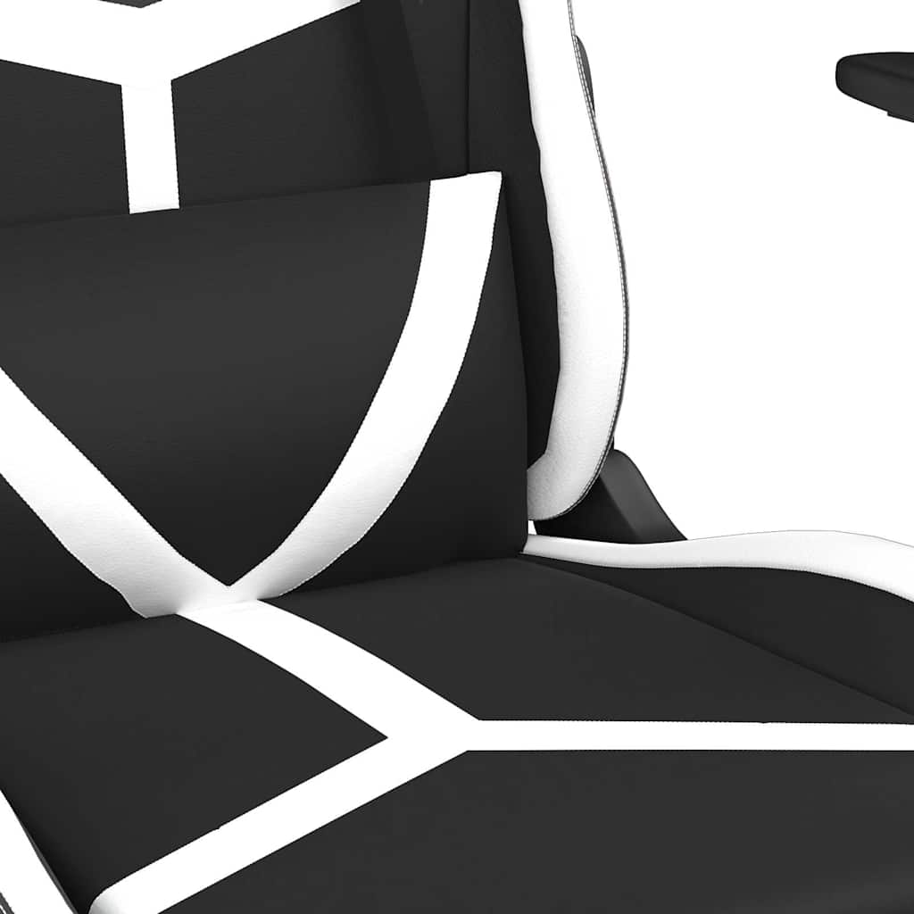 vidaXL Gamingstol med fotstöd svart och vit konstläder