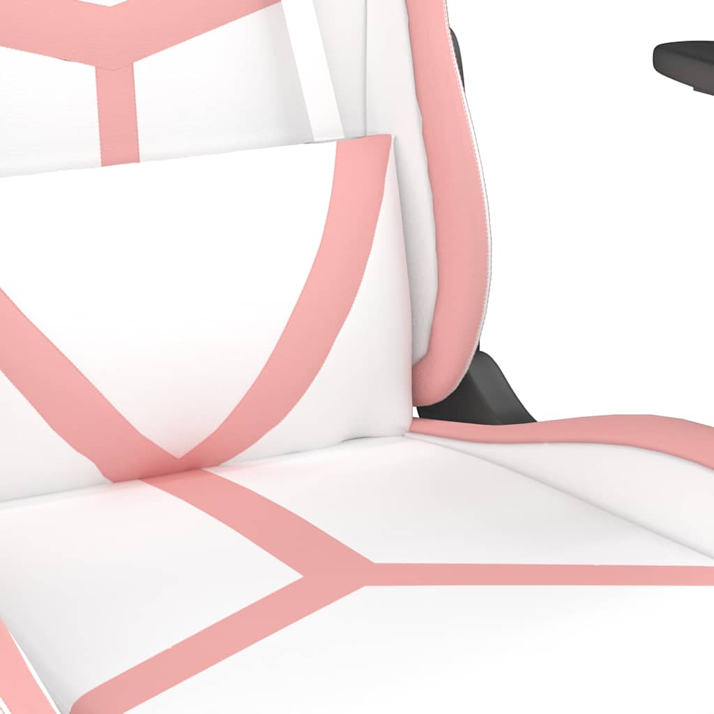 vidaXL Gamingstol med fotstöd vit och rosa konstläder
