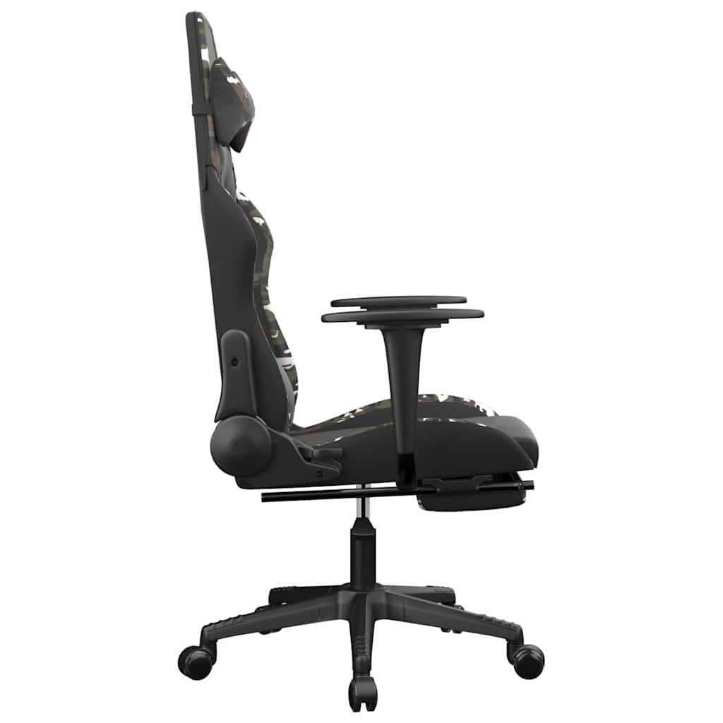 vidaXL Gamingstol med fotstöd svart och kamouflage konstläder