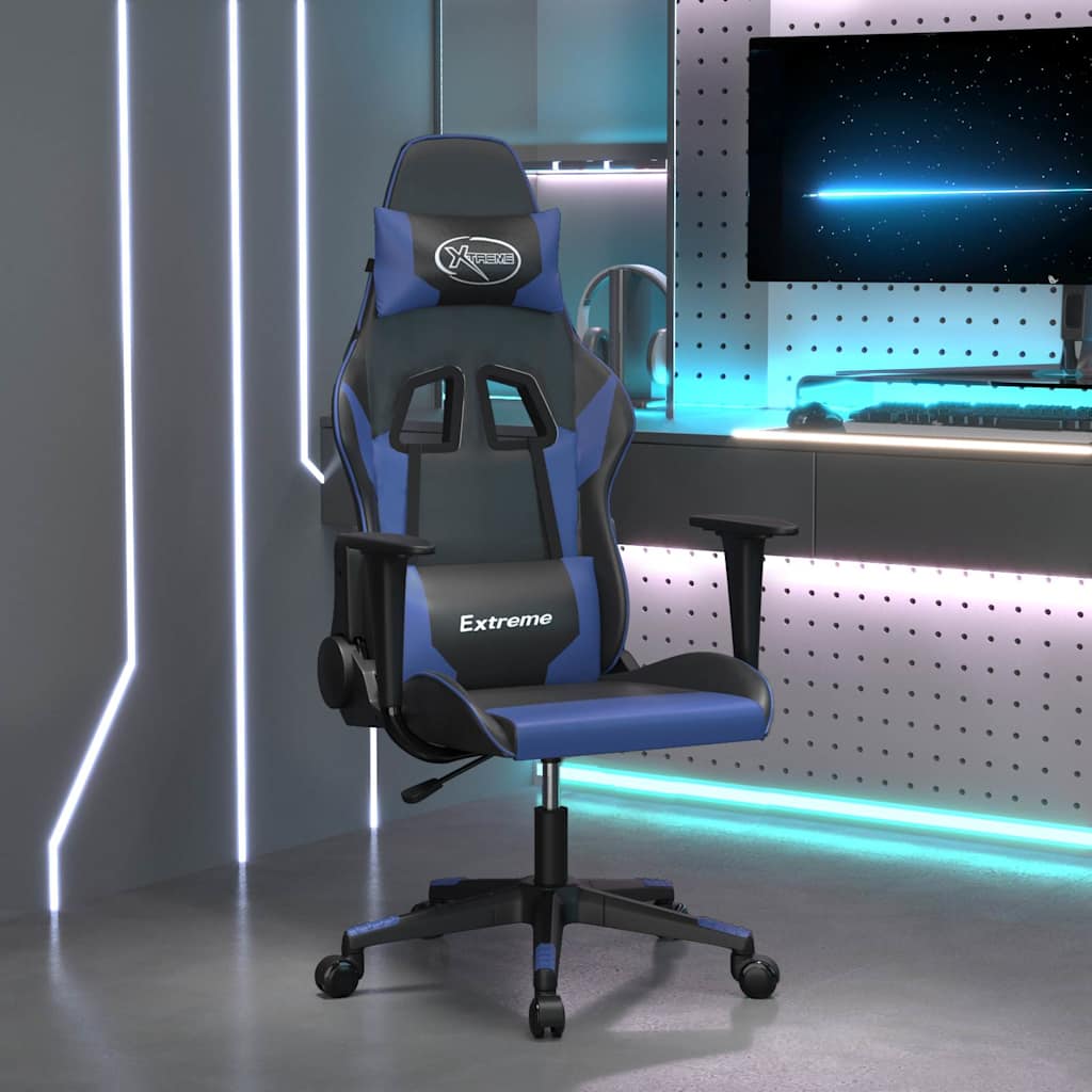 vidaXL Gamingstol svart och blå konstläder