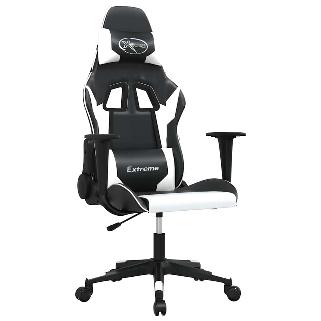 vidaXL Gamingstol svart och vit konstläder