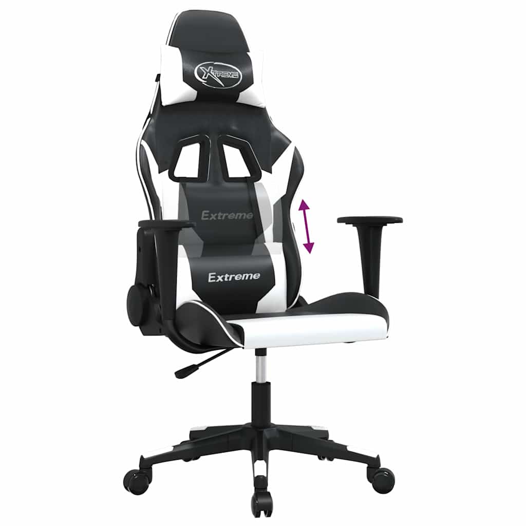 vidaXL Gamingstol svart och vit konstläder
