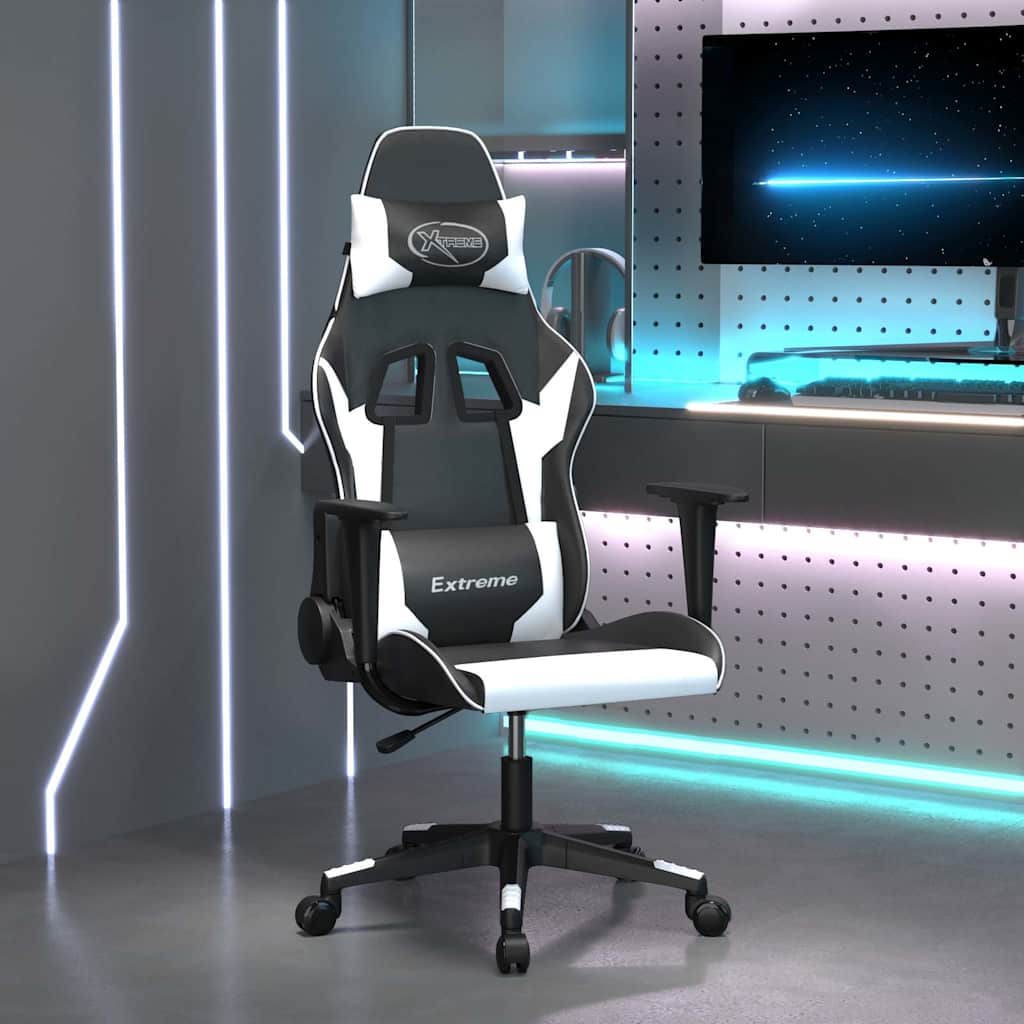 vidaXL Gamingstol svart och vit konstläder