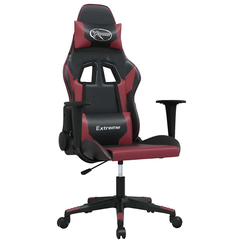 vidaXL Gamingstol svart och vinröd konstläder