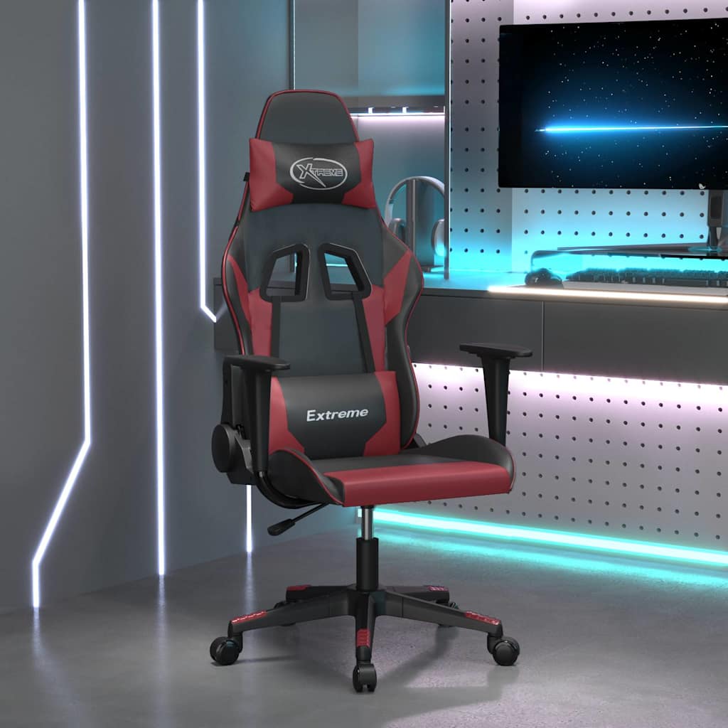 vidaXL Gamingstol svart och vinröd konstläder