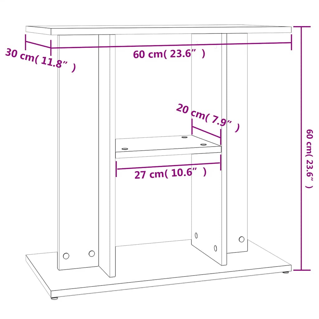 vidaXL Akvariebänk vit 60x30x60 cm konstruerat trä