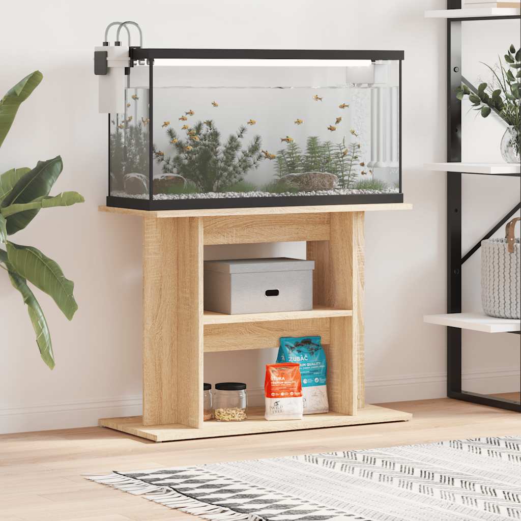 vidaXL Akvariebänk sonoma-ek 80x35x60 cm konstruerat trä