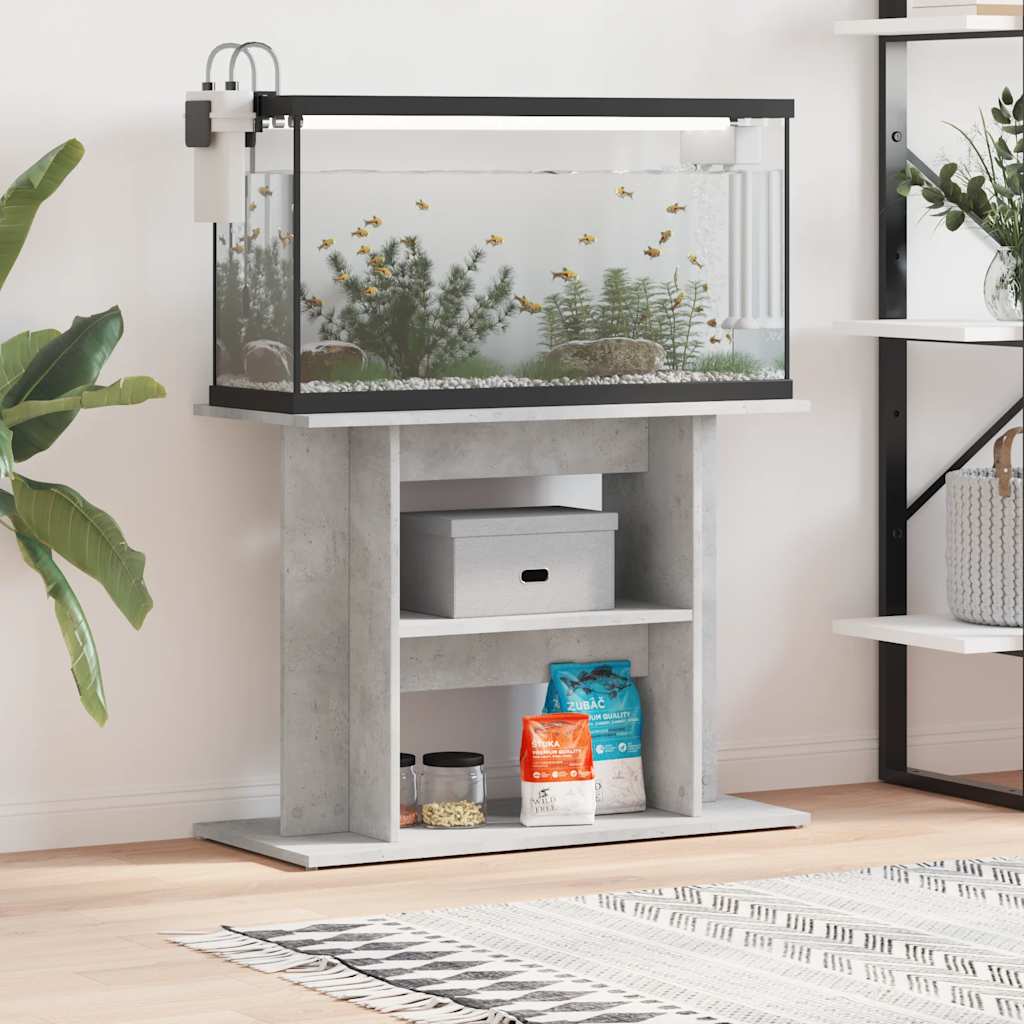 vidaXL Akvariestativ betong grå 80x35x60 cm konstruerat trä