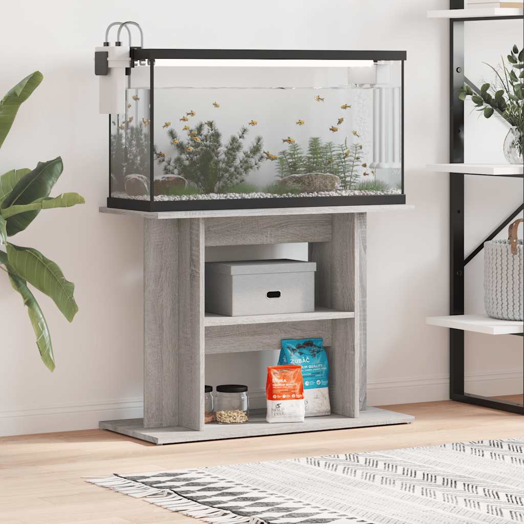 vidaXL Akvariestativ grå Sonoma 80x35x60 cm konstruerat trä