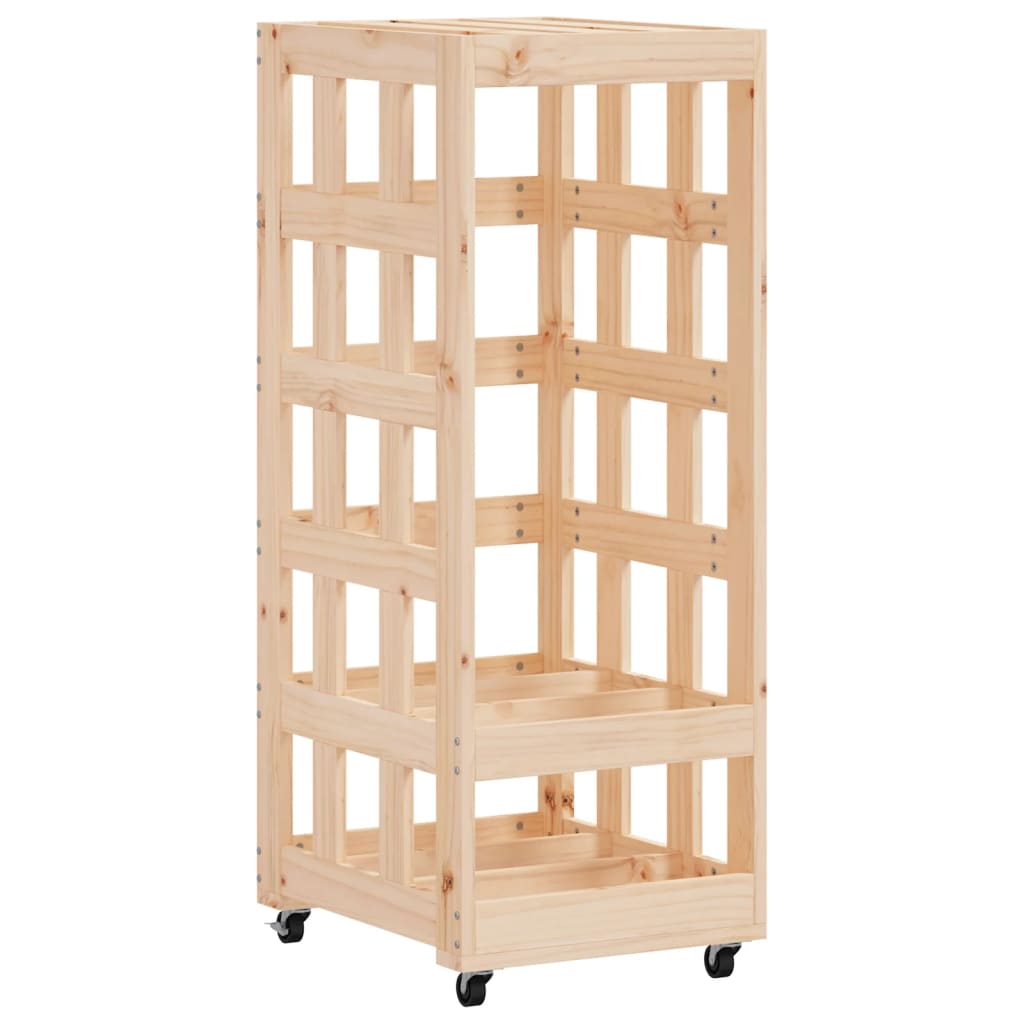 vidaXL Vedställ med hjul 40x49x110 cm massiv furu