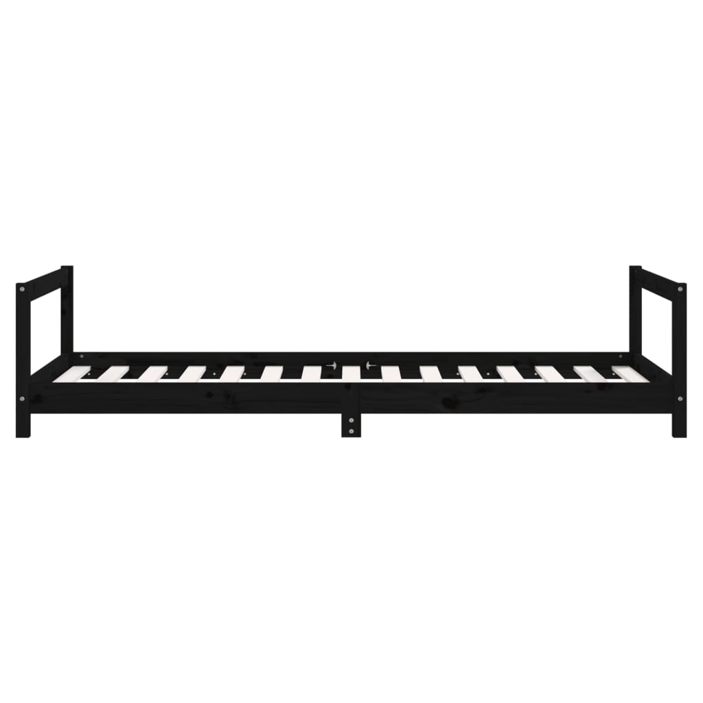 vidaXL Sängram för barn svart 90x190 cm massiv furu