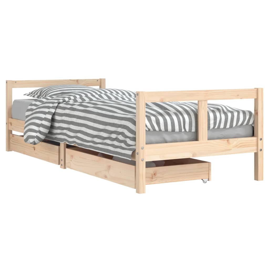 vidaXL Sängram för barnsäng m. lådor 80x200 cm massiv furu