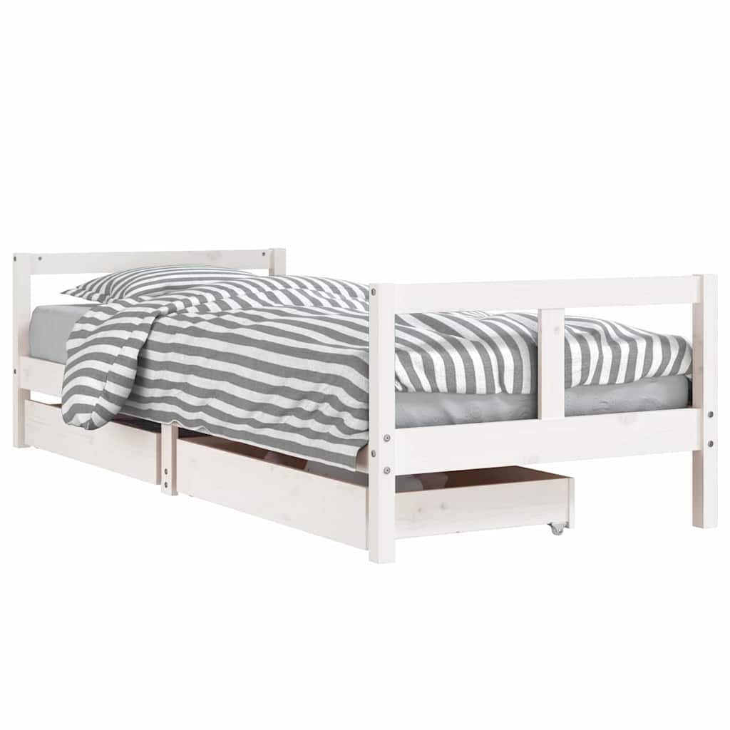 vidaXL Sängram för barnsäng m. lådor vit 80x200 cm massiv furu