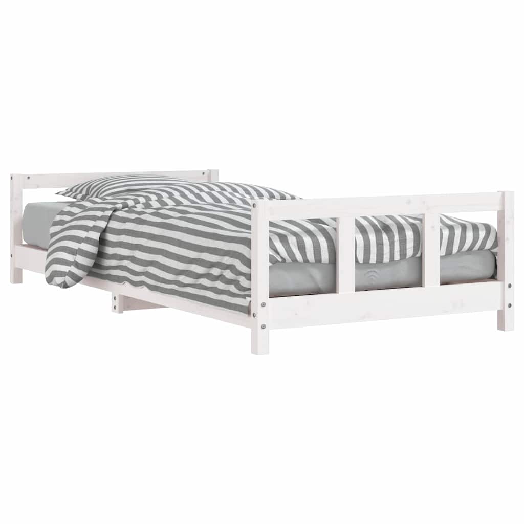 vidaXL Sängram för barnsäng vit 90x200 cm massiv furu