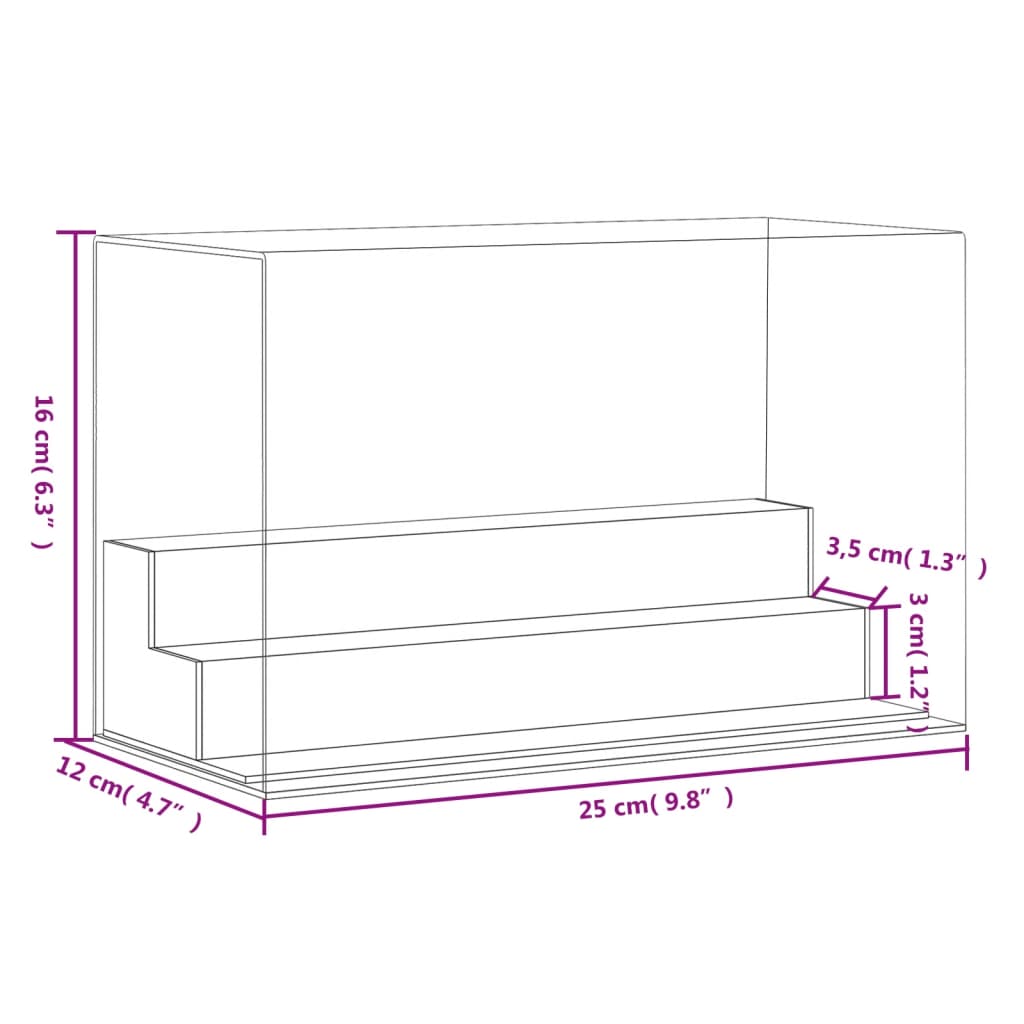 vidaXL Akryllåda transparent 25x12x16 cm