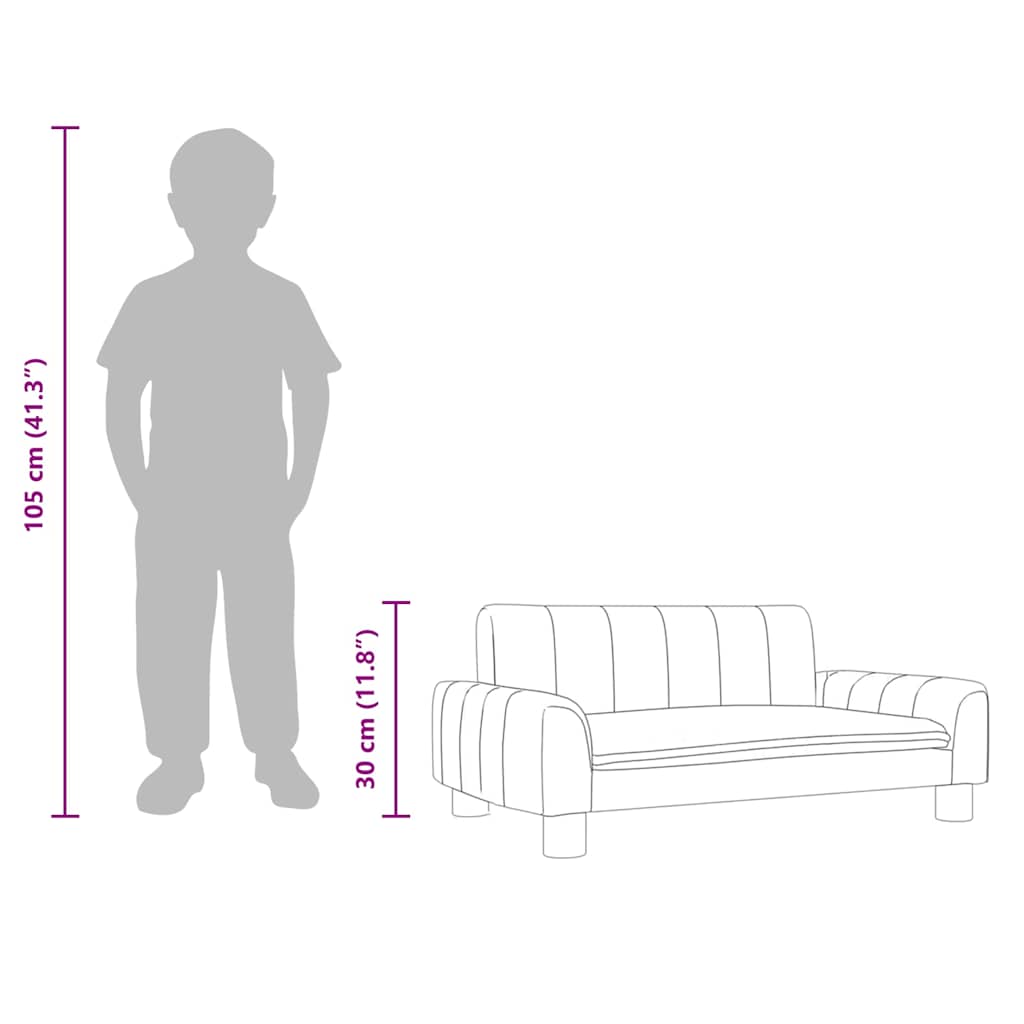 vidaXL Barnsoffa gräddvit 70x45x30 cm tyg